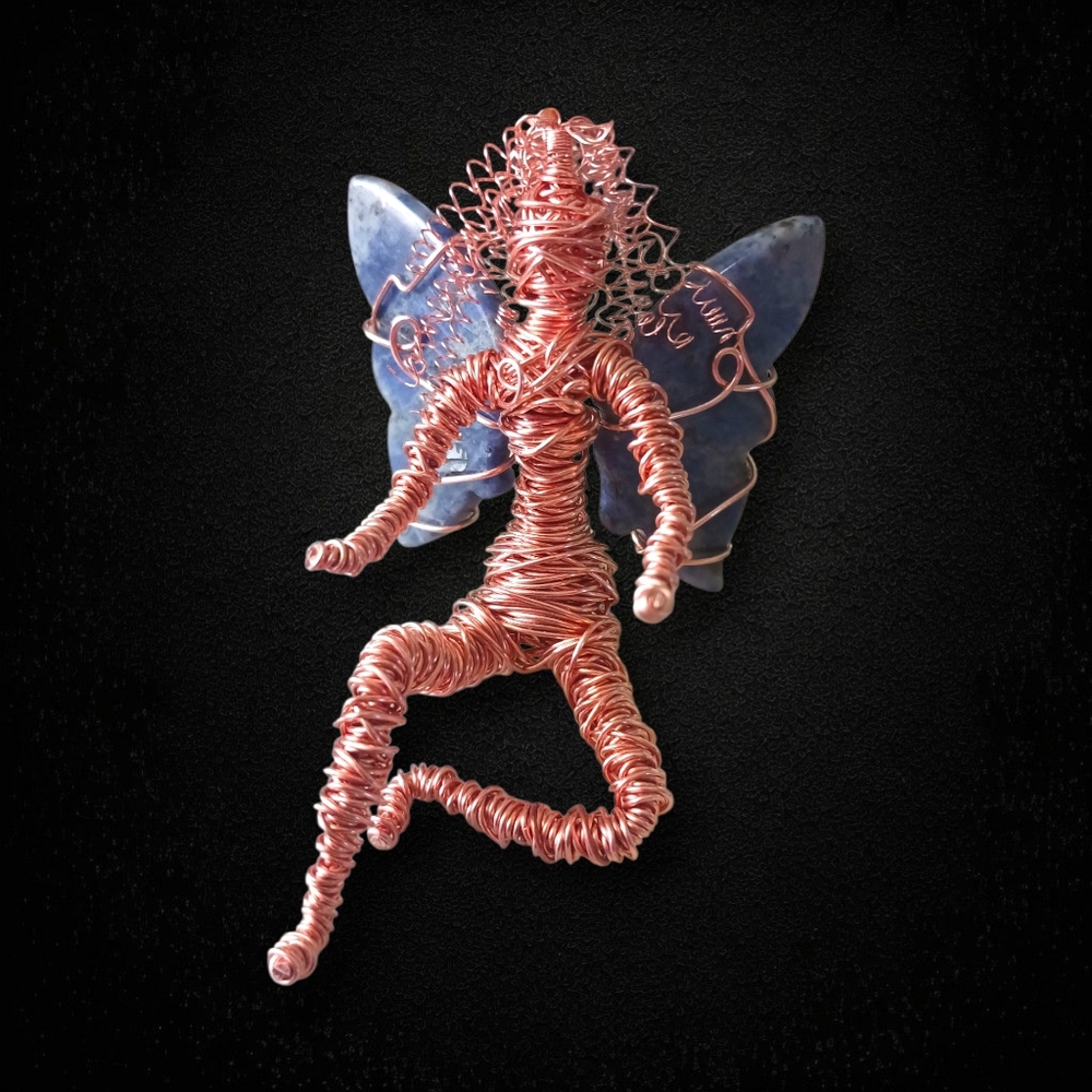 Copper Wire Fairy with Sodalite Wings